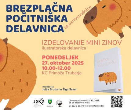 2025 - BREZPLAČNA počitniška delavnica - KC Primoža Trubarja - 27. 10. - Brudar in Sever - letak